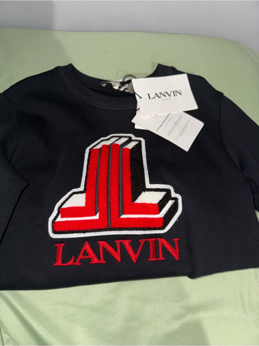 Lanvin Kids Black Sweatshirt with Red and White Logo Patch